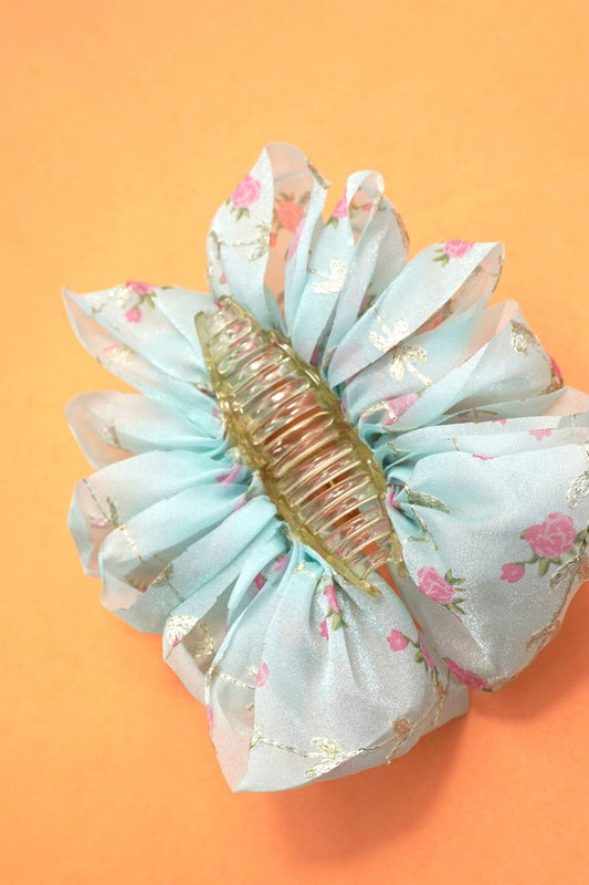 LARGE FLORAL DITSY SHEER BOW HAIR CLAW CLIPS | 40H905