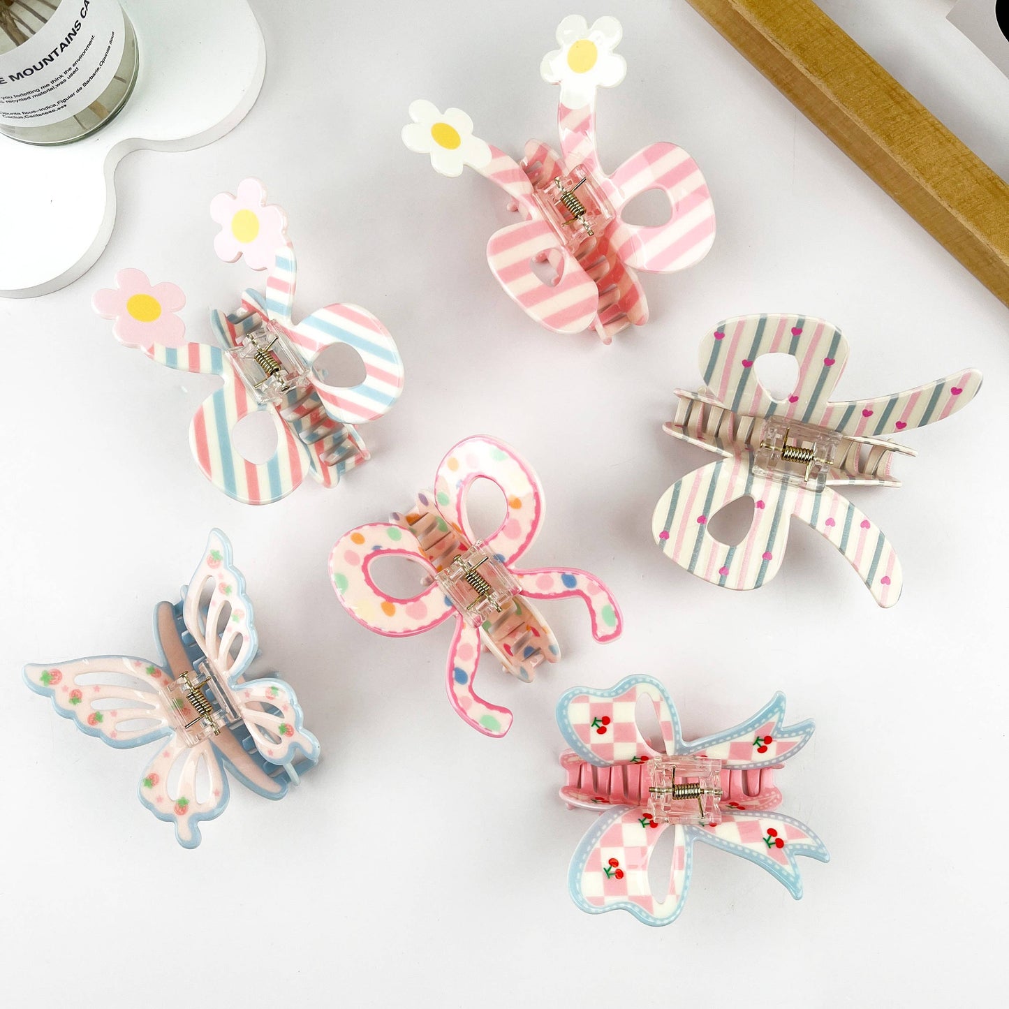 Butterfly acetate flower hair claw clip