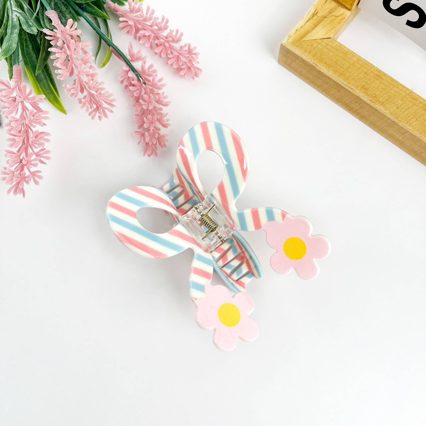 Butterfly acetate flower hair claw clip