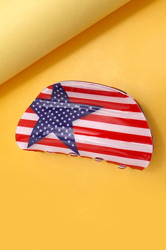 4TH OF JULY STAR USA FLAG HAIR CLAW CLIPS | 40H784