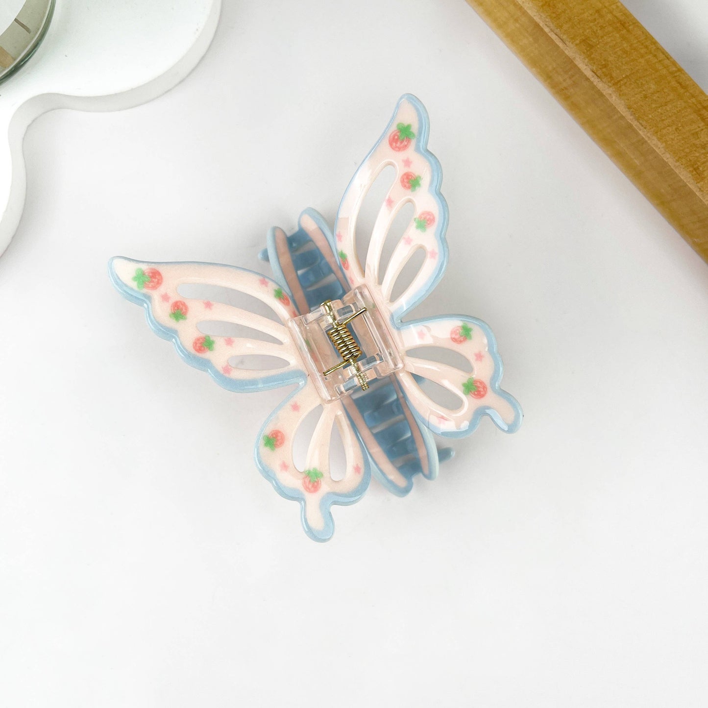 Butterfly acetate flower hair claw clip