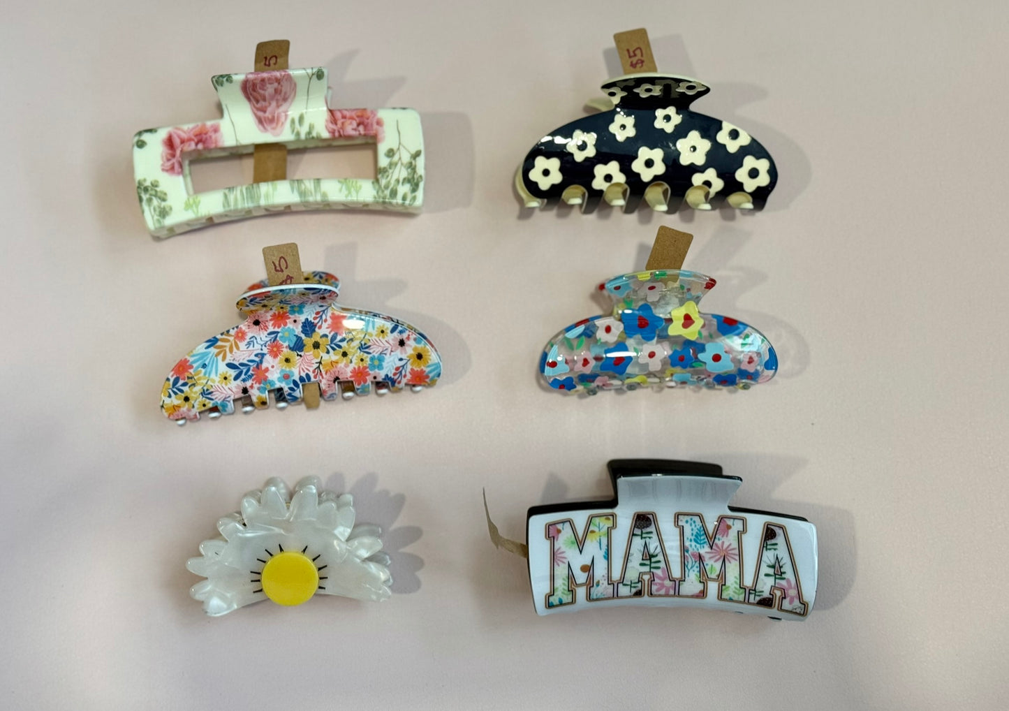 Flower Print Claw Clips