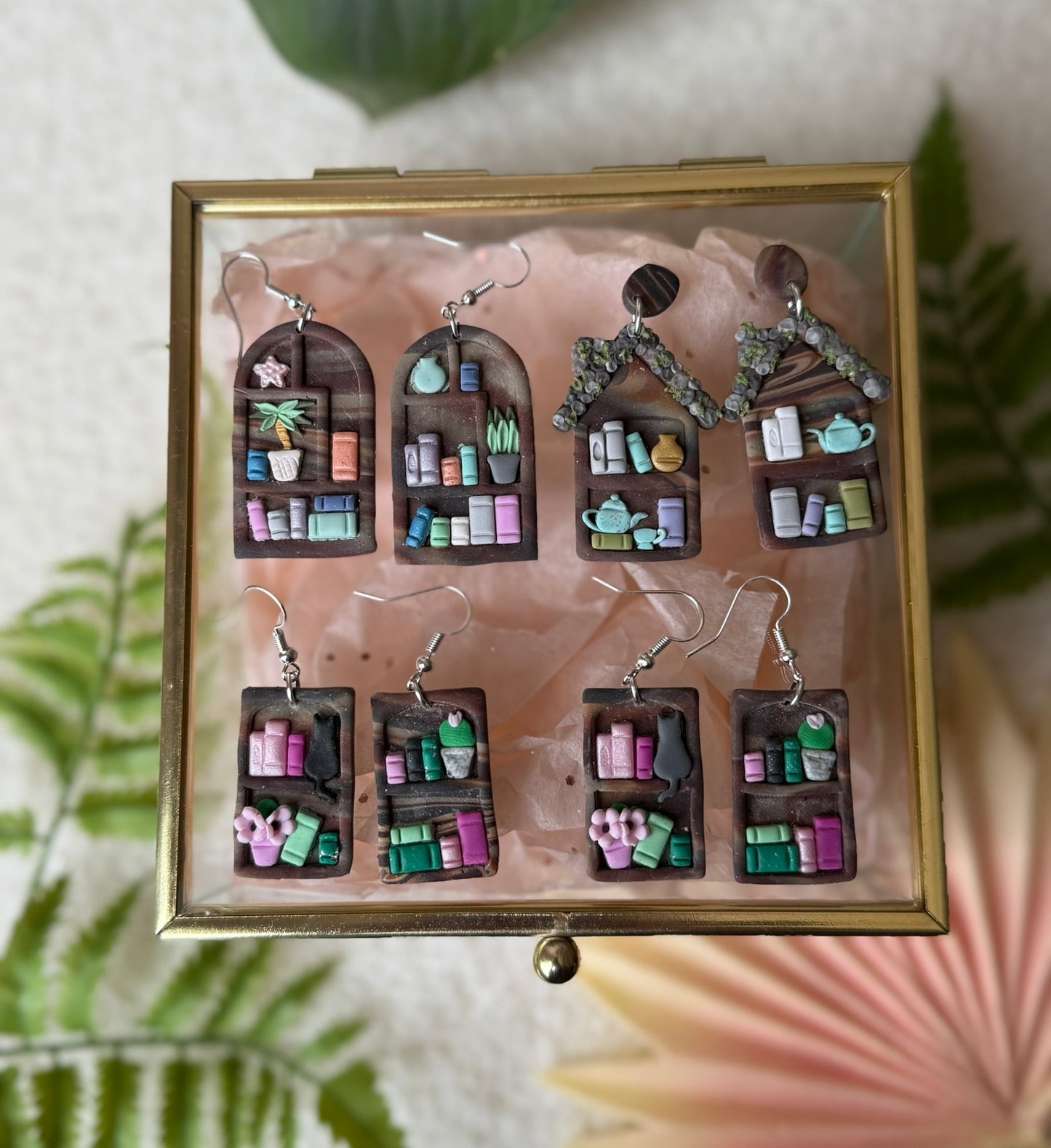 Rustic Walnut Bookshelf Dangles