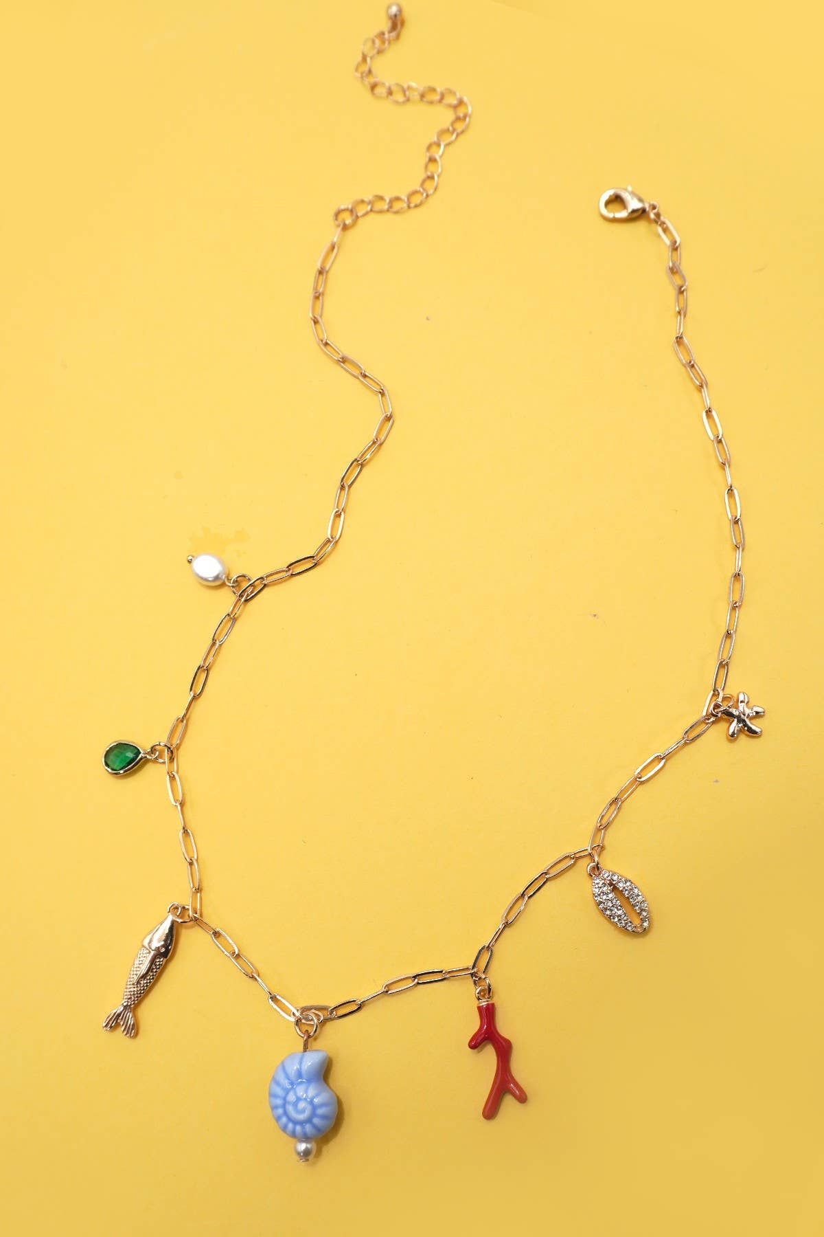 CHARM NECKLACE-FISH PUKA SEASHELL STAR FISH | 25N960