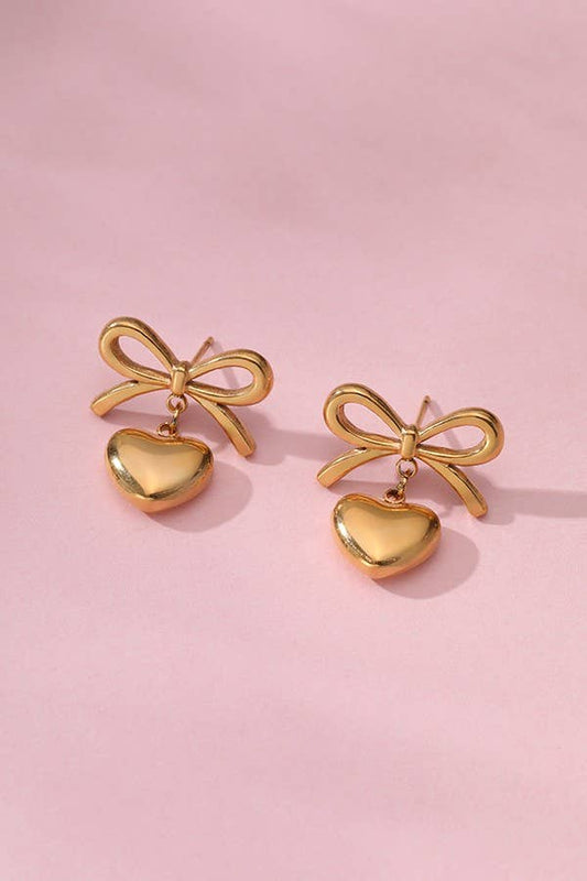 18K STAINLESS STEEL TARNISH FREE HEART EARRINGS | 40E339