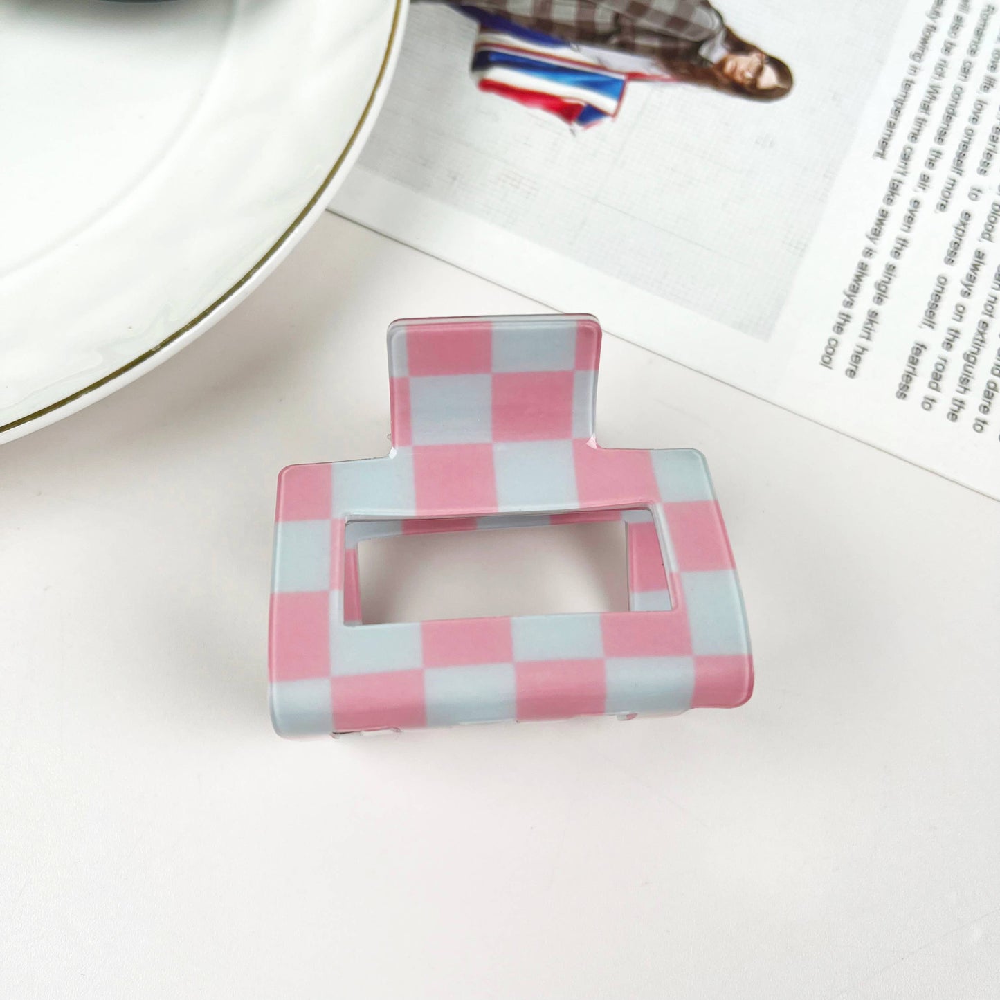 Colorful Checkerboard Hair Clip Small Square Claw Clips