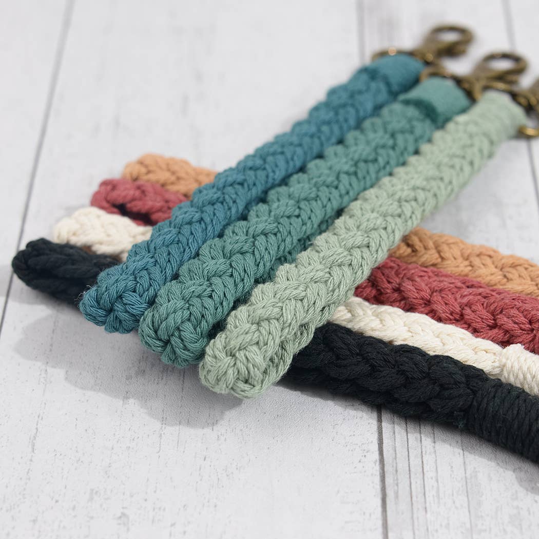 Boho Macrame Keychain, Braided Macrame Wristlet