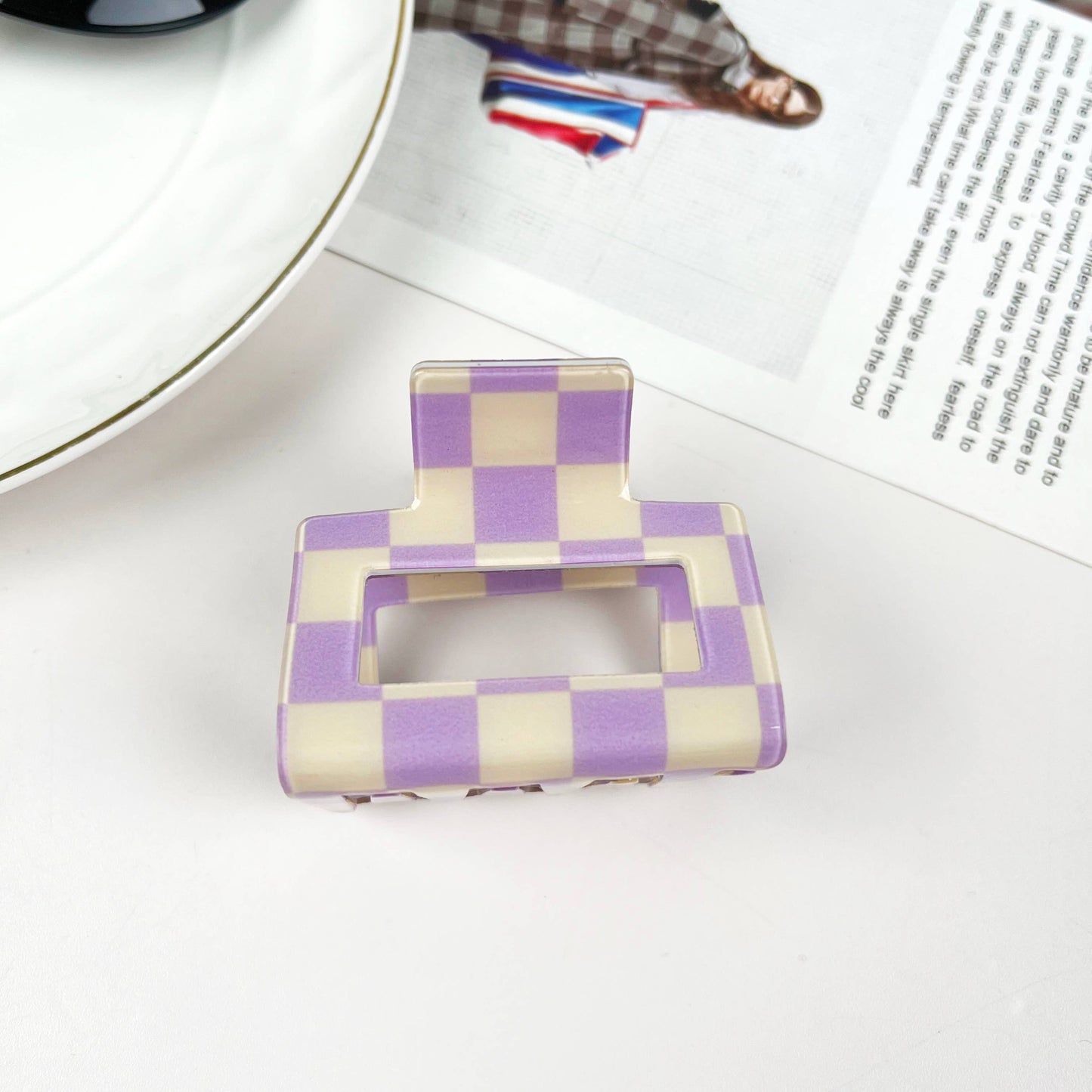 Colorful Checkerboard Hair Clip Small Square Claw Clips