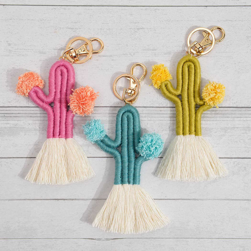 Boho Woven Fringed Cactus Bag Pendant, Mother's Day Gift