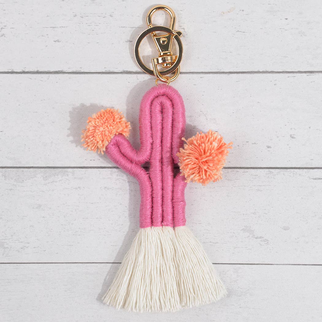 Boho Woven Fringed Cactus Bag Pendant, Mother's Day Gift