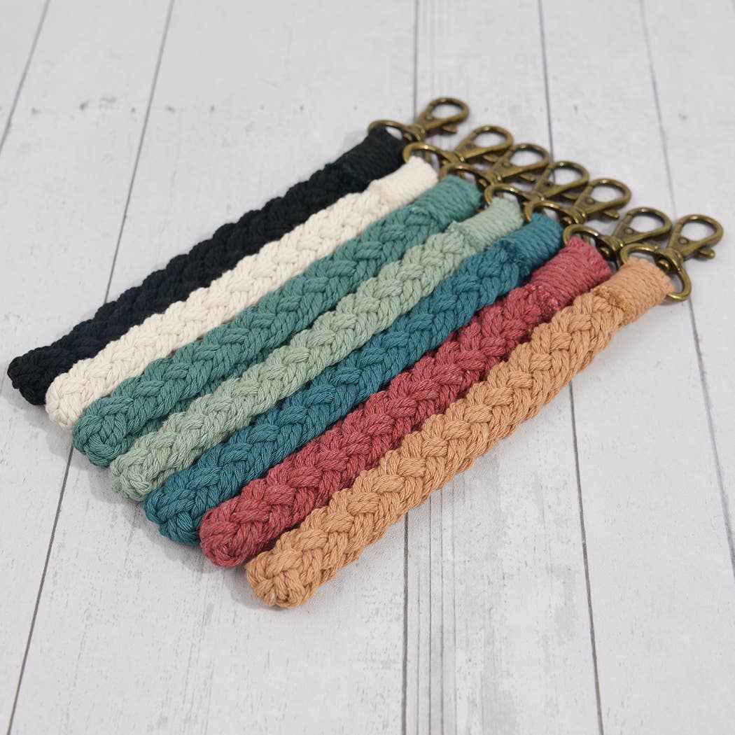 Boho Macrame Keychain, Braided Macrame Wristlet