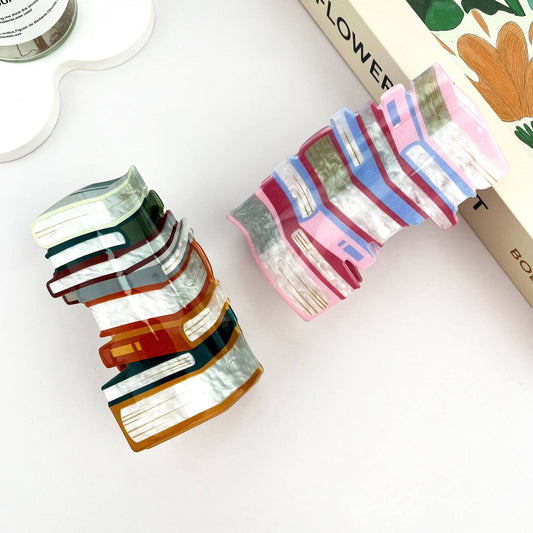 Oversize Lost in Ocean Books Hair Claw Clip
