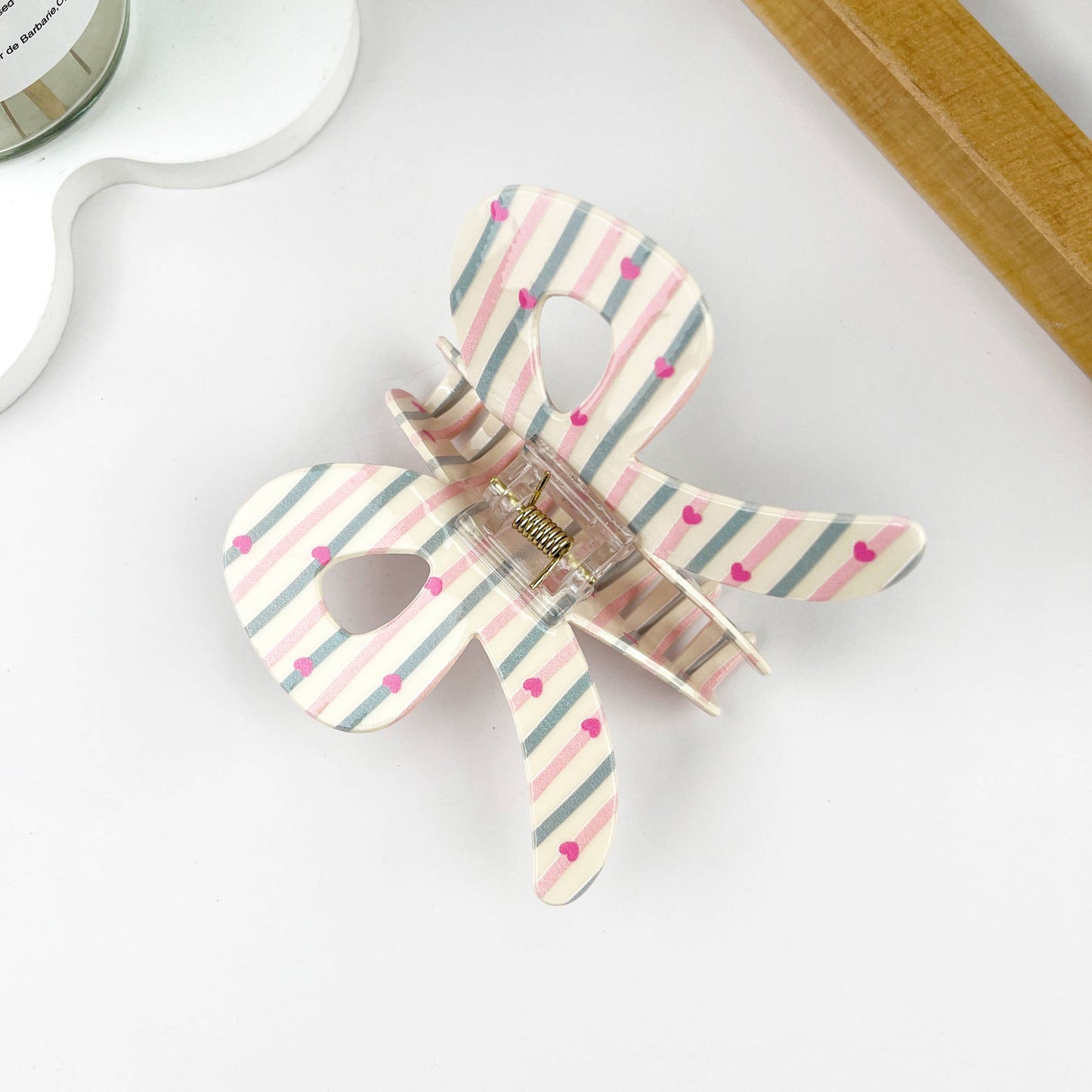 Butterfly acetate flower hair claw clip