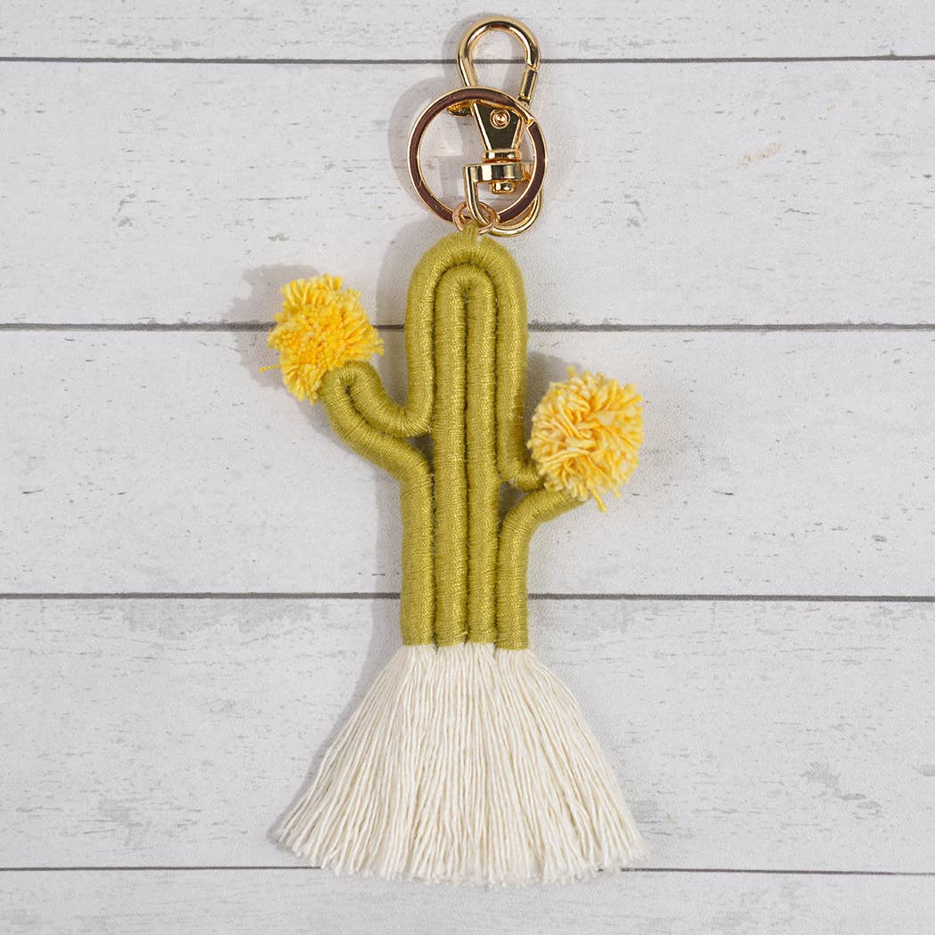 Boho Woven Fringed Cactus Bag Pendant, Mother's Day Gift