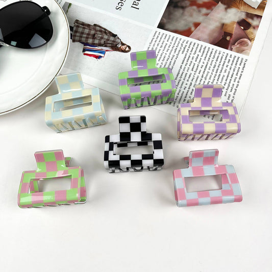 Colorful Checkerboard Hair Clip Small Square Claw Clips