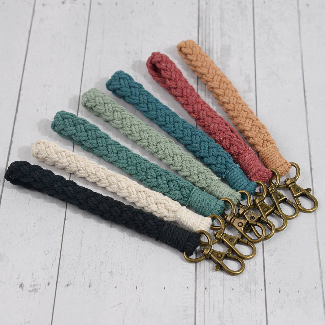 Boho Macrame Keychain, Braided Macrame Wristlet