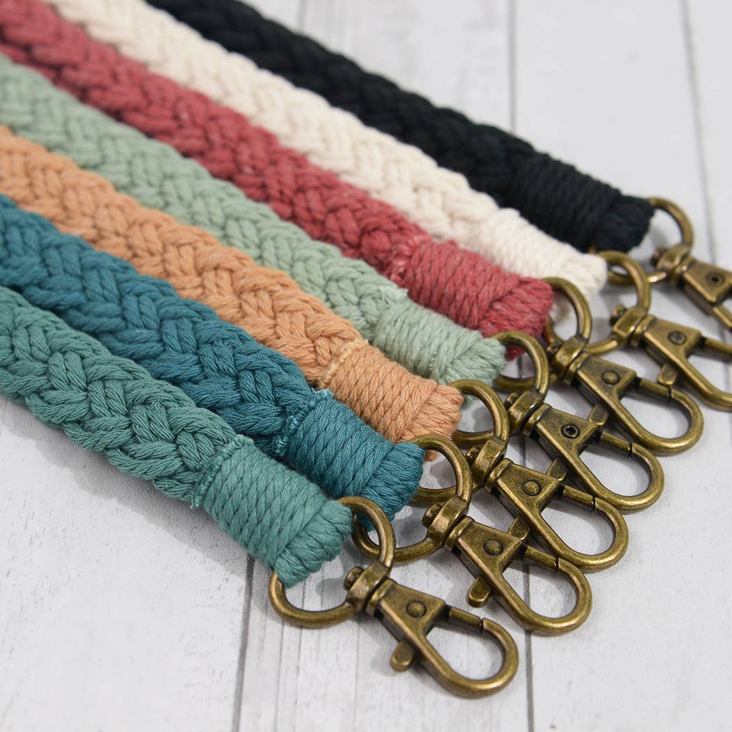 Boho Macrame Keychain, Braided Macrame Wristlet