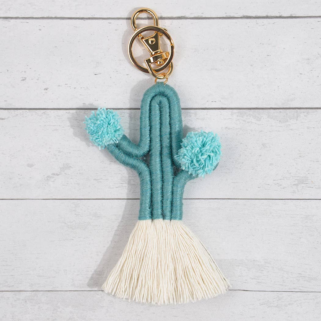 Boho Woven Fringed Cactus Bag Pendant, Mother's Day Gift