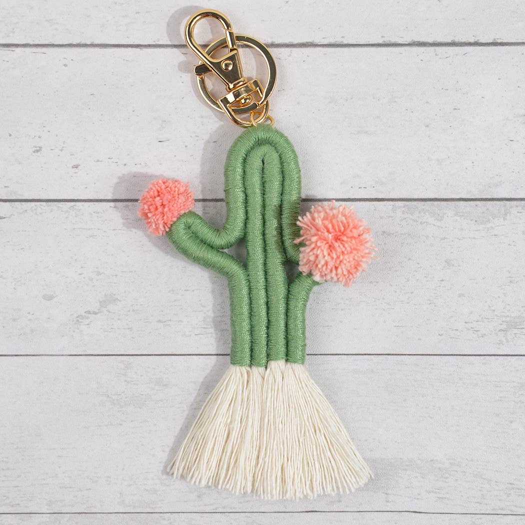 Boho Woven Fringed Cactus Bag Pendant, Mother's Day Gift