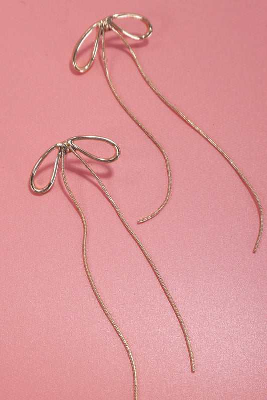 LONG DROP SNAKE CHAIN BOW EARRINGS | 80E5640