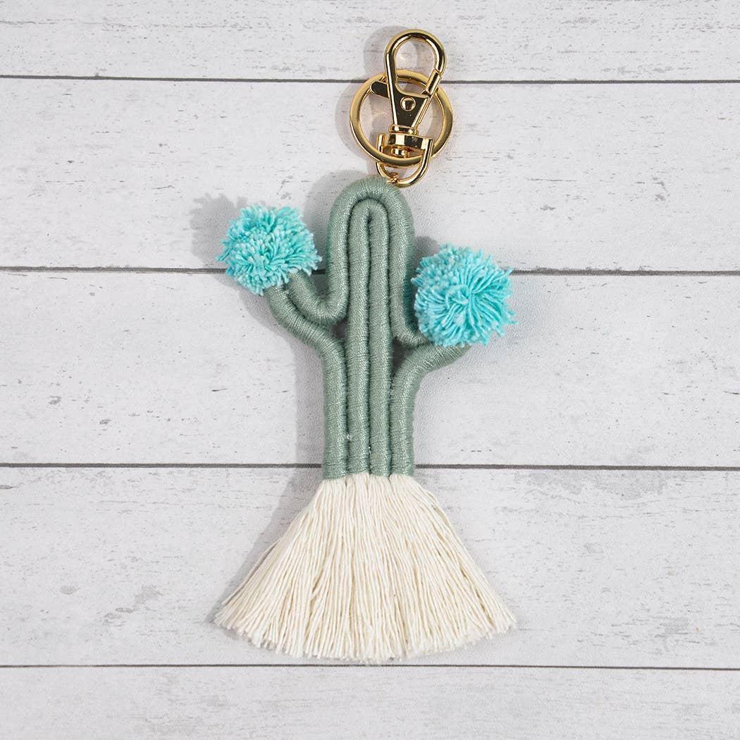 Boho Woven Fringed Cactus Bag Pendant, Mother's Day Gift