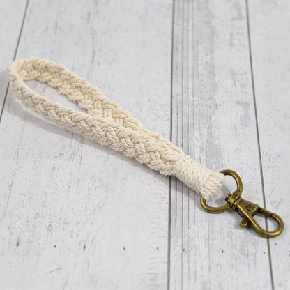 Boho Macrame Keychain, Braided Macrame Wristlet