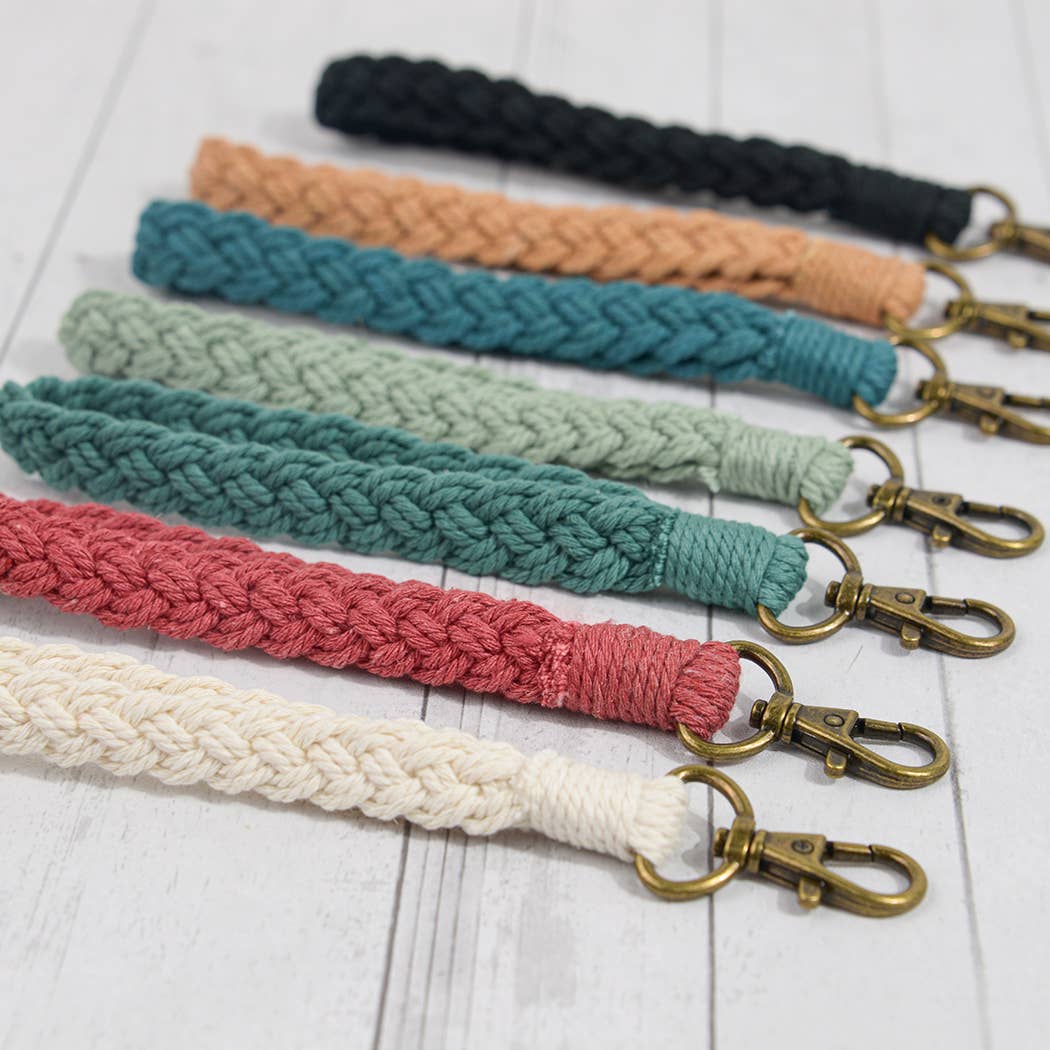 Boho Macrame Keychain, Braided Macrame Wristlet