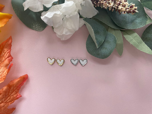 Gold and Sliver Framed Heart Studs