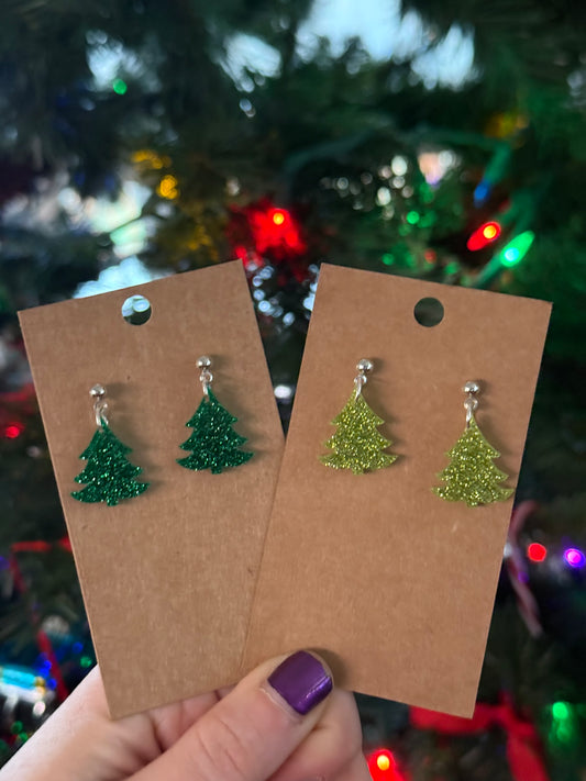 Acrylic Glitter Tree Dangles