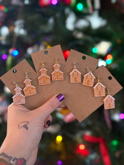 Wood Gingerbread House Dangles