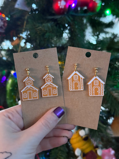 Wood Gingerbread House Dangles