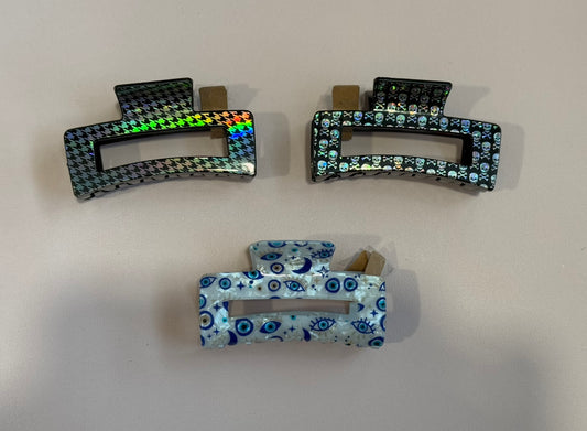 Shiny Patterned Claw Clips