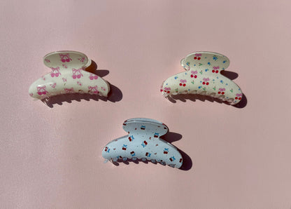 Cherry Print Claw Clips