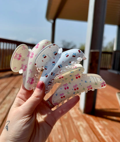 Cherry Print Claw Clips