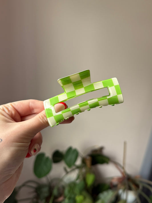 Pastel Checker Claw Clips