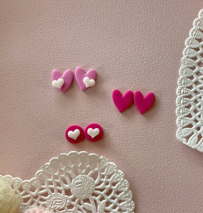 Pink Heart Studs