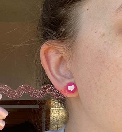 Pink Heart Studs