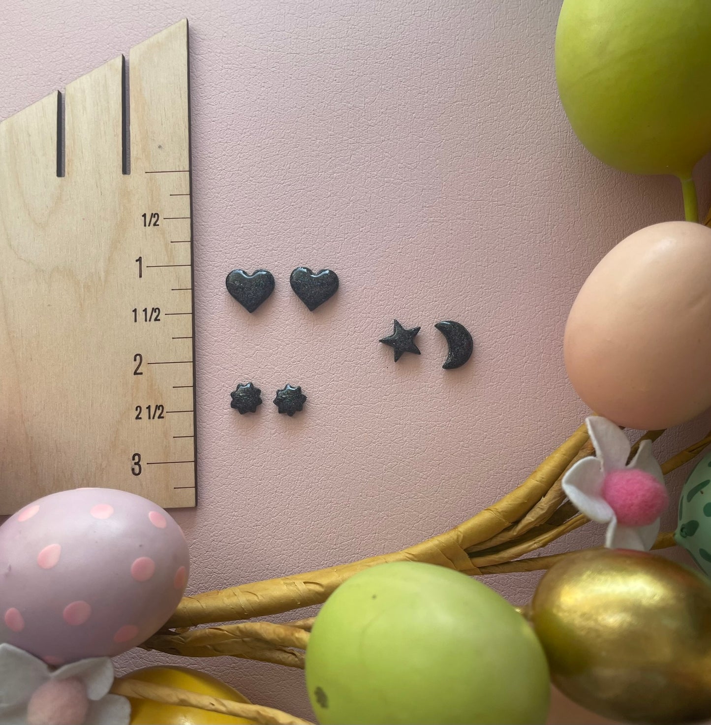 Iridescent Black Glitter Studs