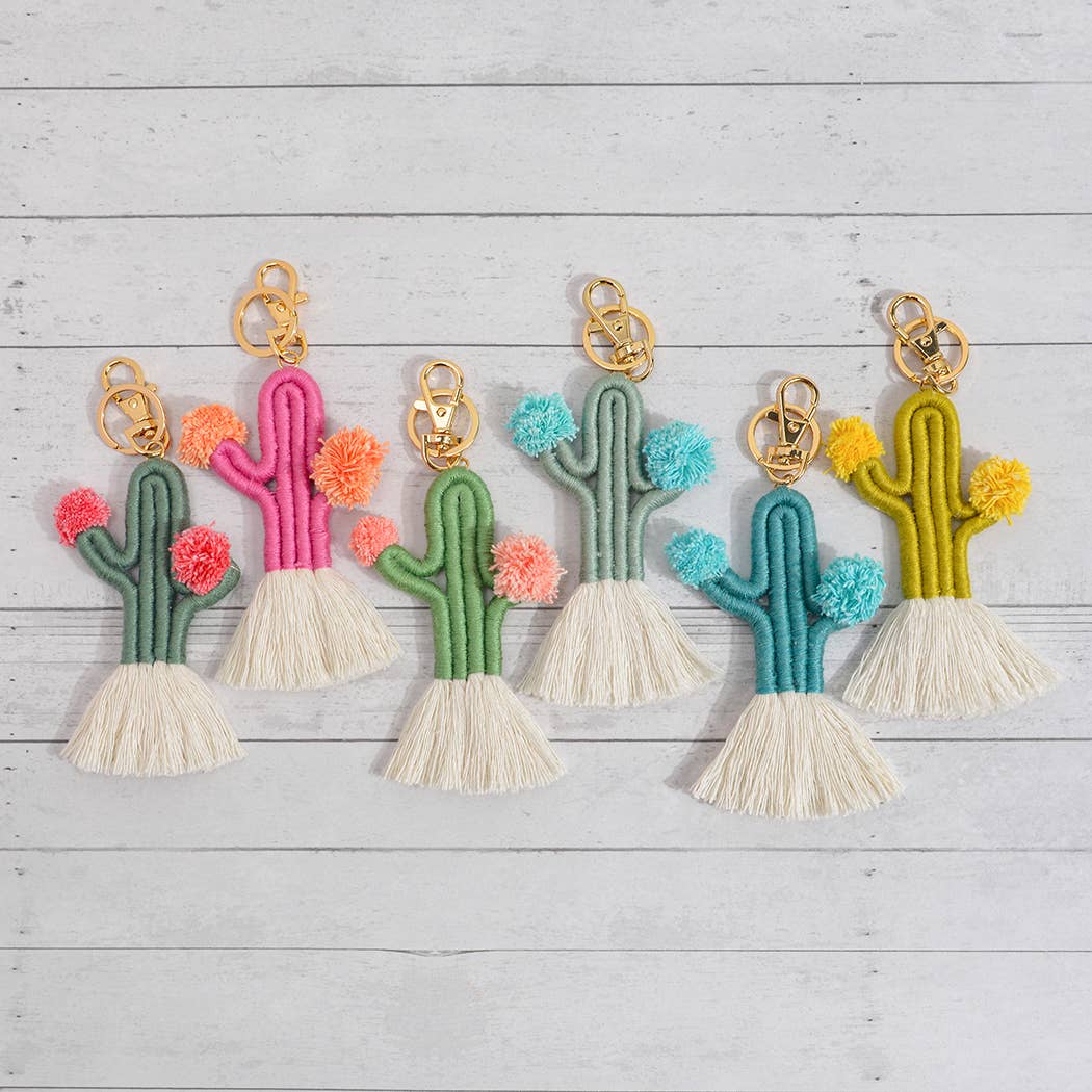 Boho Woven Fringed Cactus Bag Pendant, Mother's Day Gift