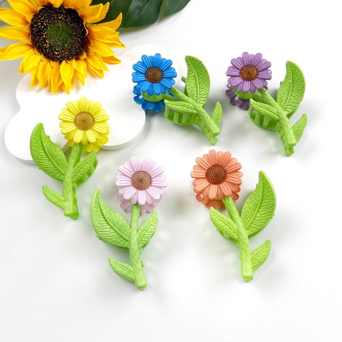 Sunflower flower style hair claw clip