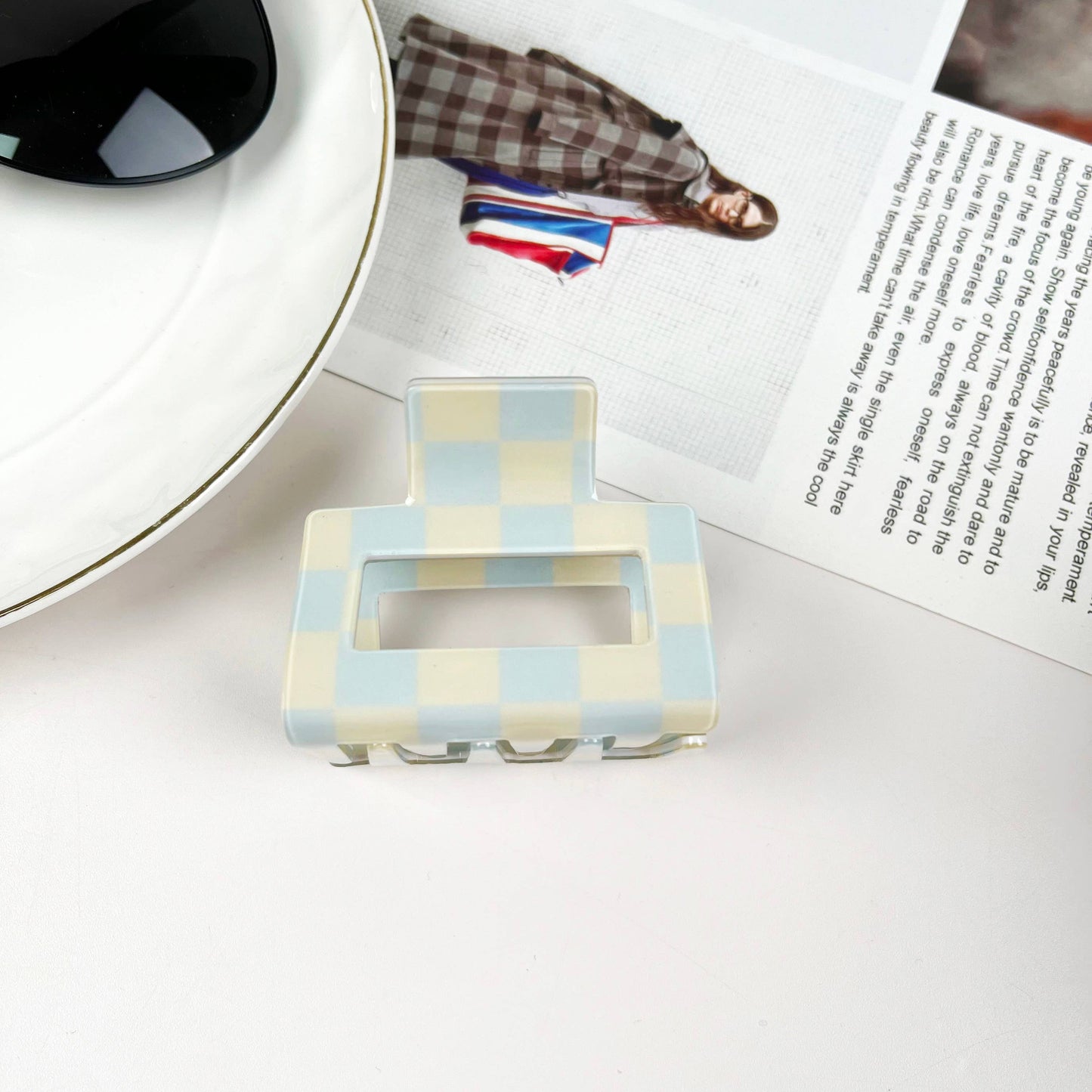 Colorful Checkerboard Hair Clip Small Square Claw Clips