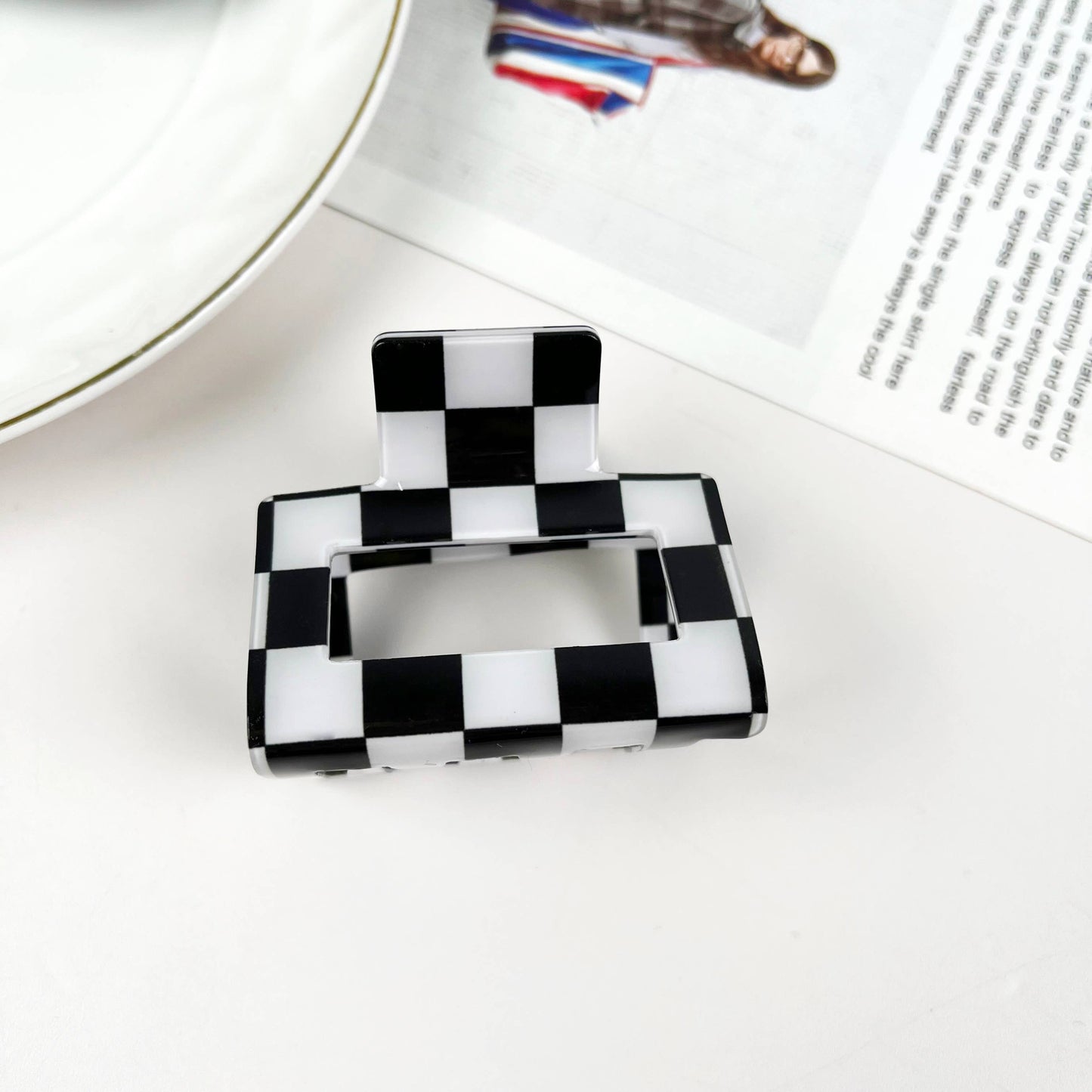 Colorful Checkerboard Hair Clip Small Square Claw Clips