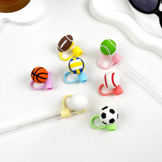 Ball Straw Toppers Basketball Football Straw Cover