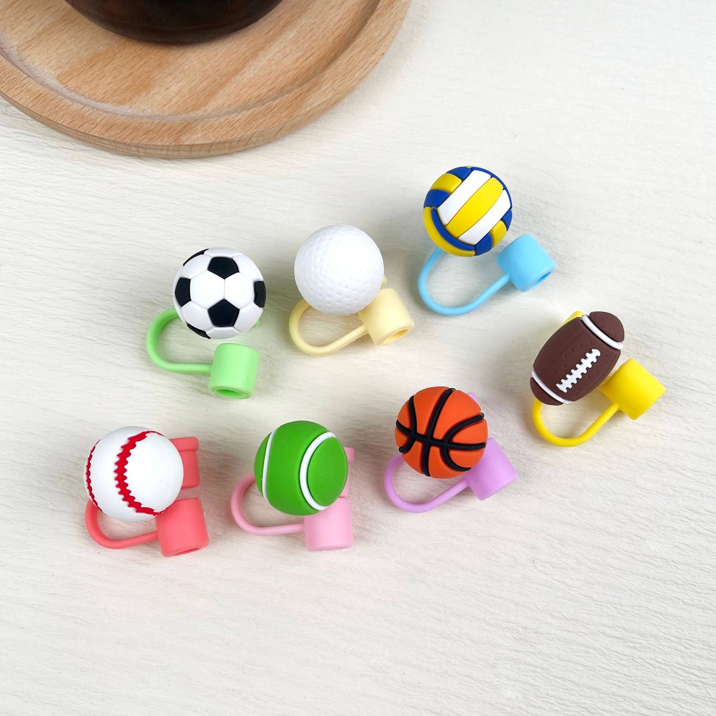 Ball Straw Toppers Basketball Football Straw Cover