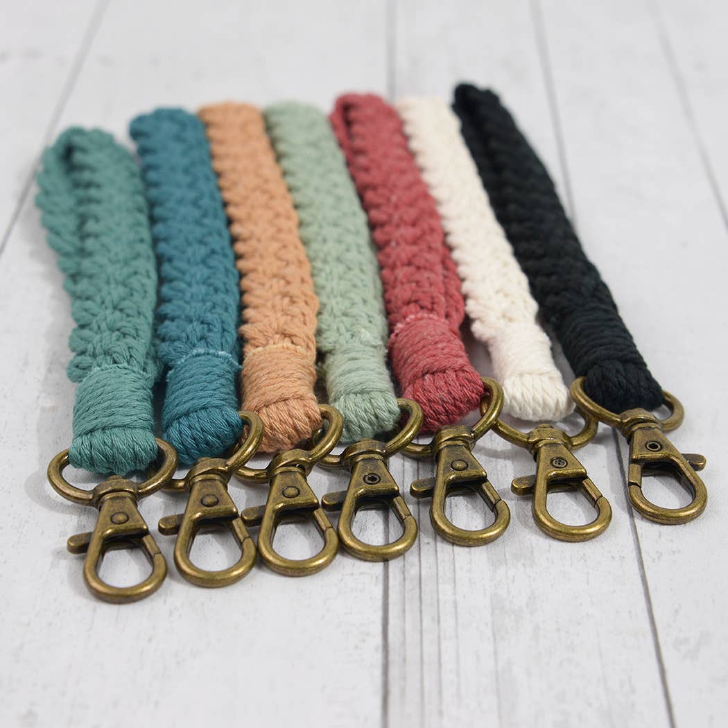 Boho Macrame Keychain, Braided Macrame Wristlet